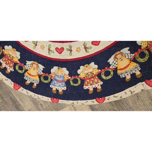 VTG Joyful Angels Tree Skirt by Dianna Marcum Printed quilted Country primitive - Picture 8 of 11